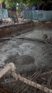 Chiều đổ bê tông bơm bể phòng cháy chữa cháy tại phố Giáp Nhất, Ngã Tư Sở, Hà Nội